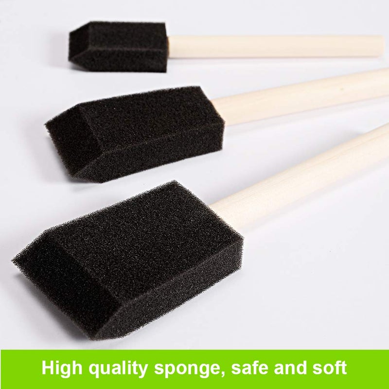 conda 50 Pack 0.5"-2" Different Size Assorted Foam Brush Set Wood Handle Paint Brush Set- Lightweight, Durable, Great for Acrylics, Stains, Varnishes - Image 5